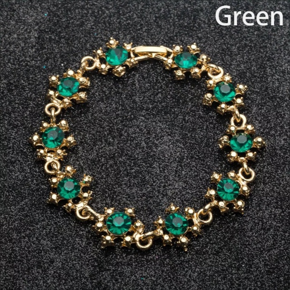 ❤️gorgeous emerald flower design gold bracelet